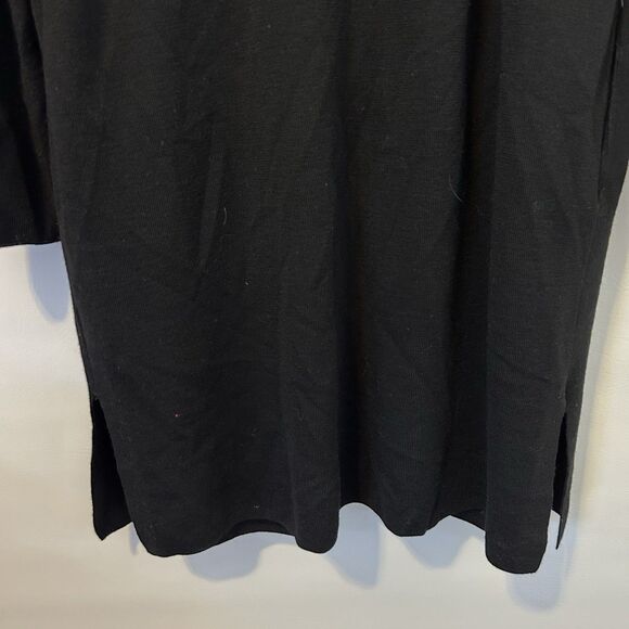 MM Lafleur womens M merino wool long line open front black cardigan sweater - Picture 8 of 11